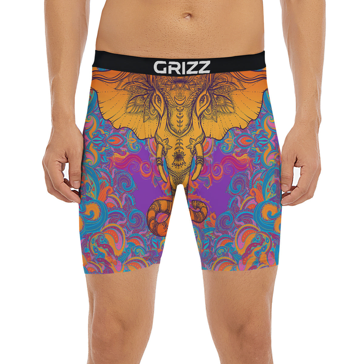 Elephant Spiritual Colorful Print Boxer Briefs-grizzshop