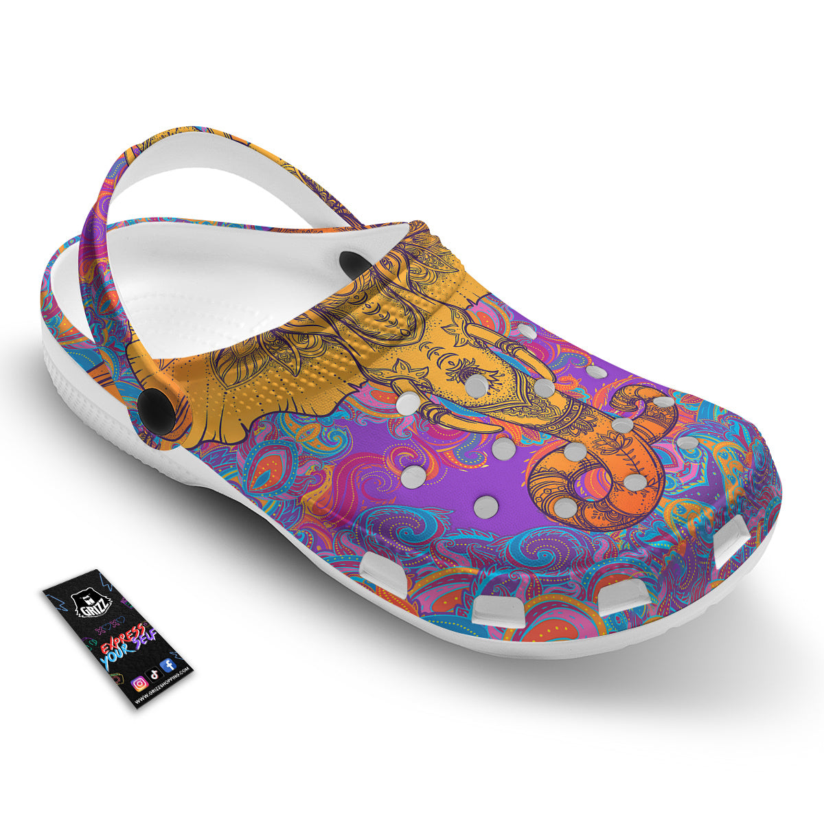 Elephant Spiritual Colorful Print Clog-grizzshop