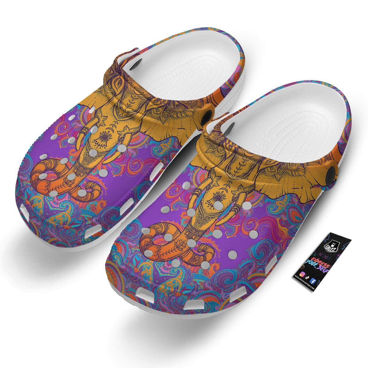 Elephant Spiritual Colorful Print Clog-grizzshop
