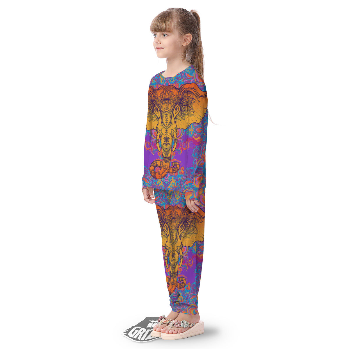 Elephant Spiritual Colorful Print Kid's Pajamas-grizzshop