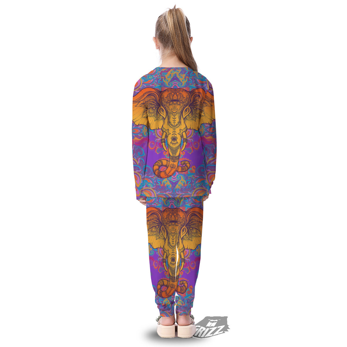 Elephant Spiritual Colorful Print Kid's Pajamas-grizzshop