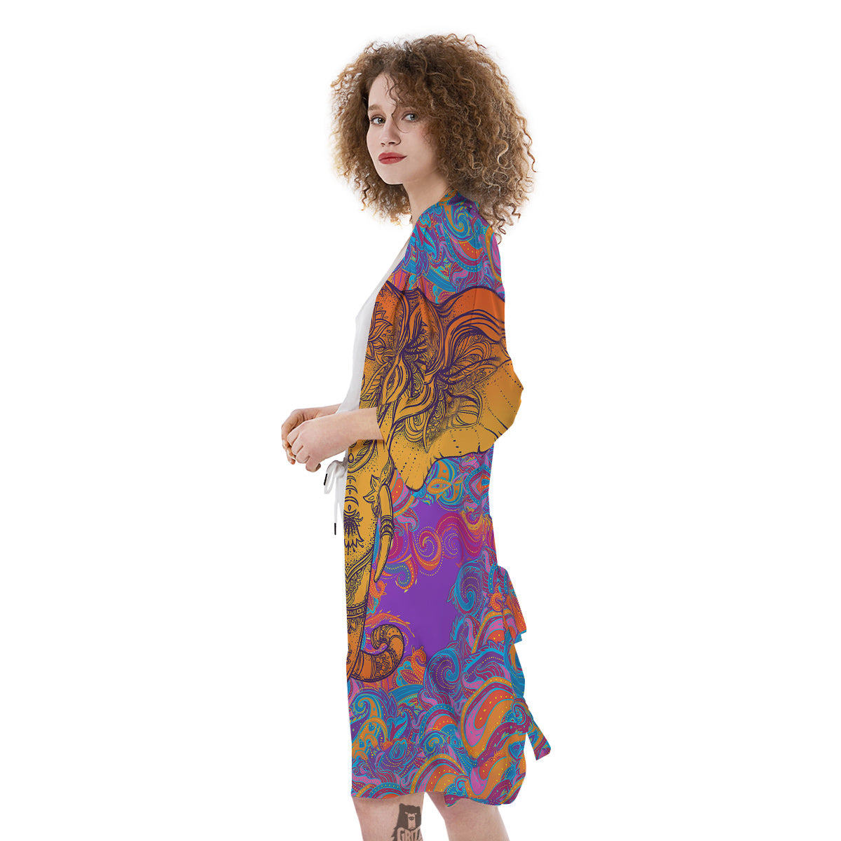 Elephant Spiritual Colorful Print Kimono-grizzshop
