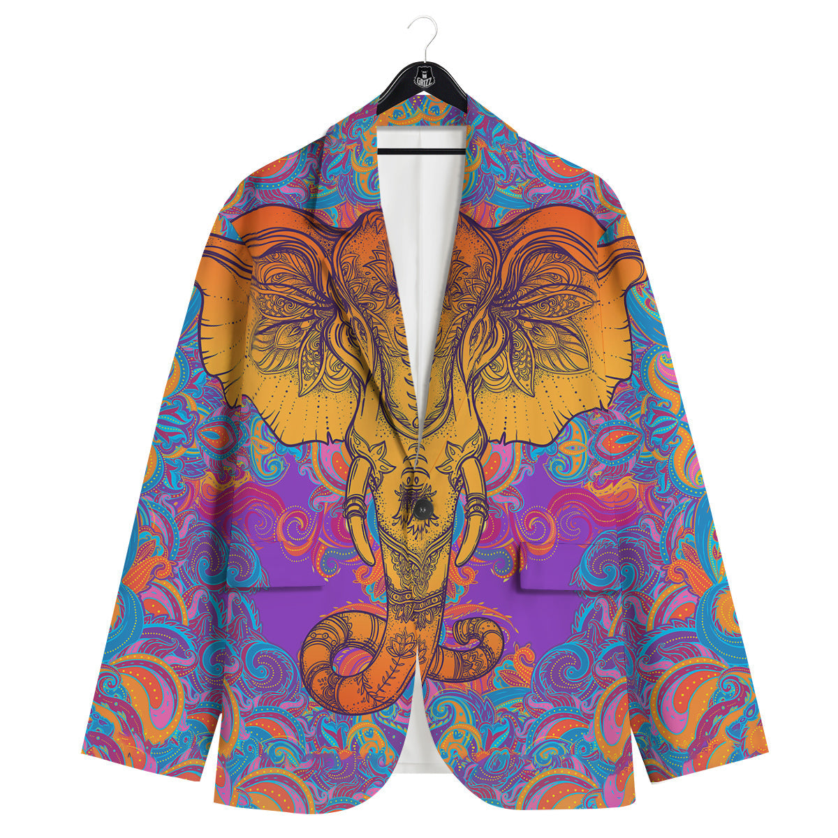 Elephant Spiritual Colorful Print Men's Sport Coat-grizzshop