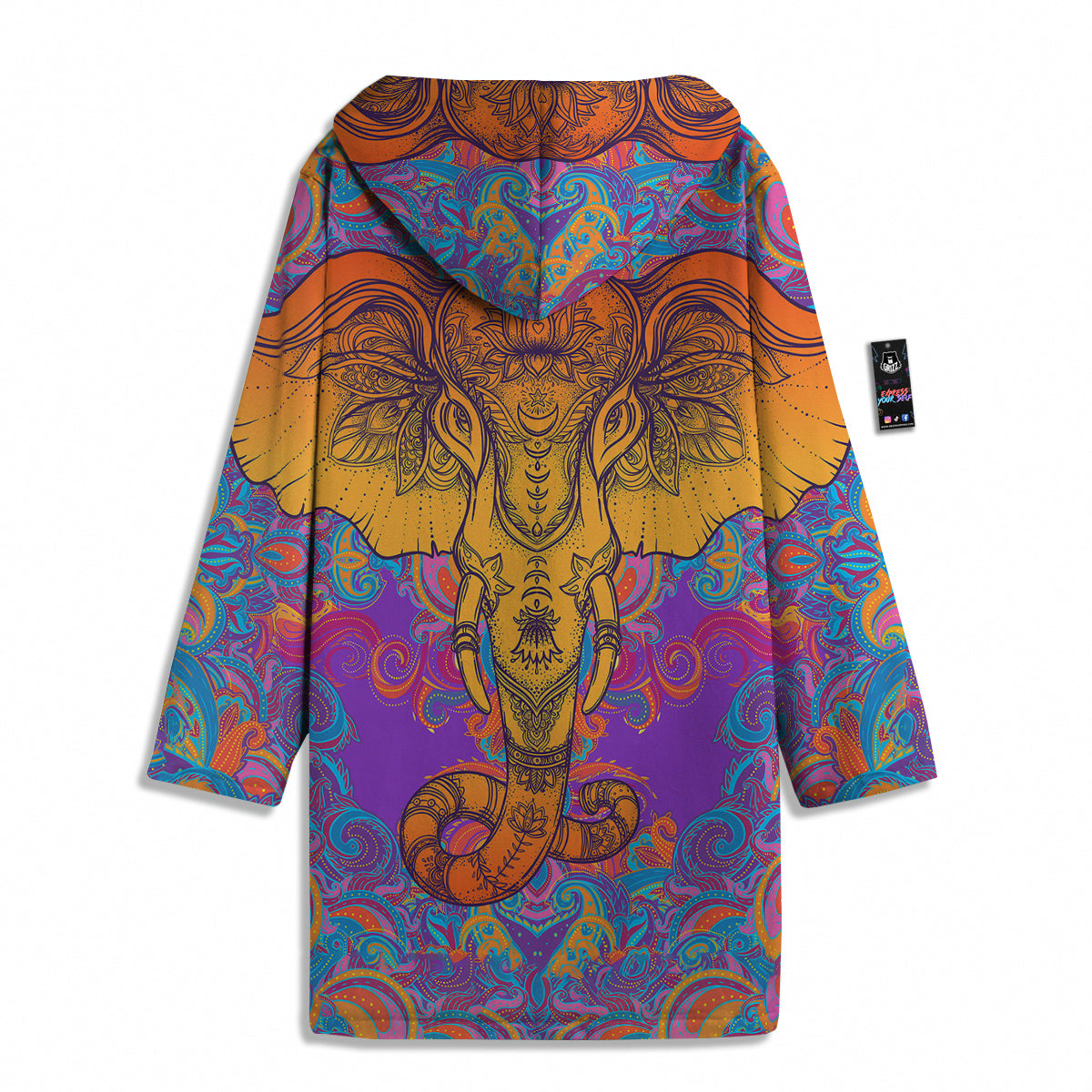 Elephant Spiritual Colorful Print Men's Windbreaker Jacket-grizzshop
