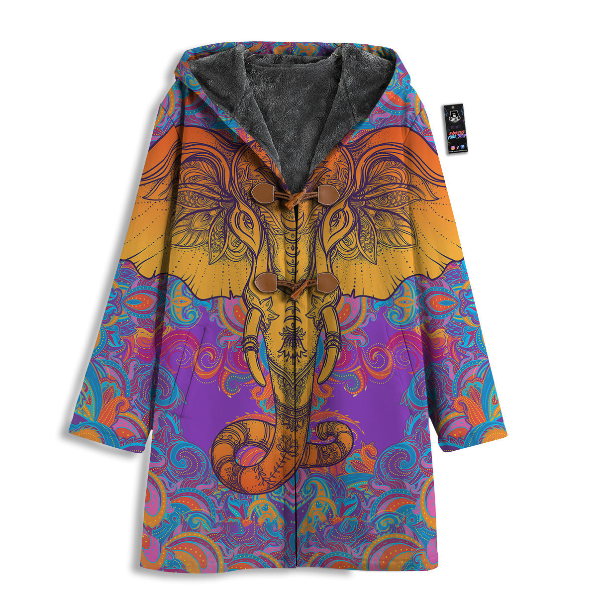 Elephant Spiritual Colorful Print Men's Windbreaker Jacket-grizzshop