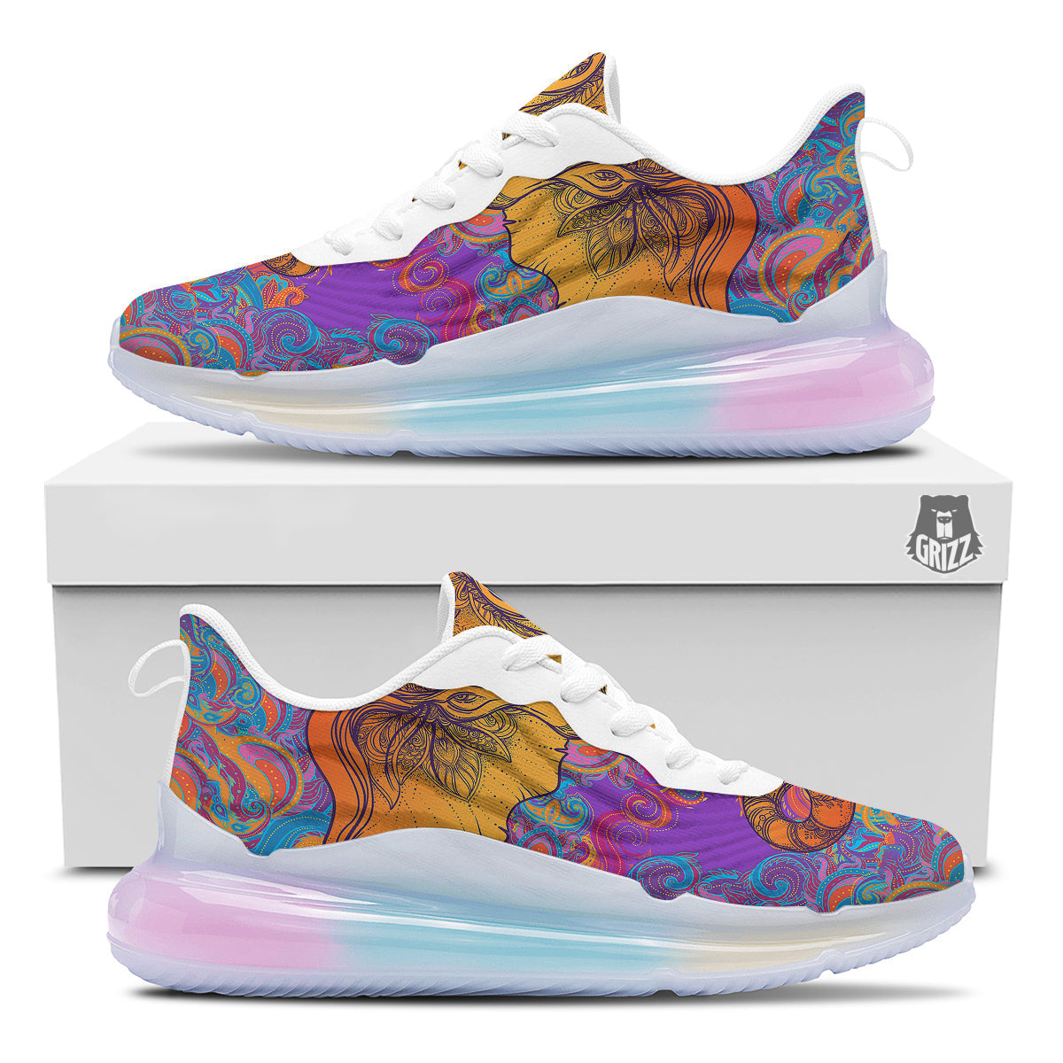 Elephant Spiritual Colorful Print Running Sneakers-grizzshop