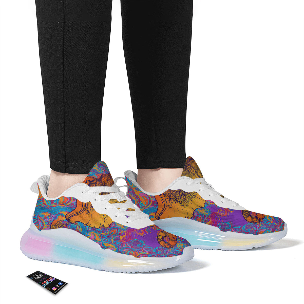Elephant Spiritual Colorful Print Running Sneakers-grizzshop