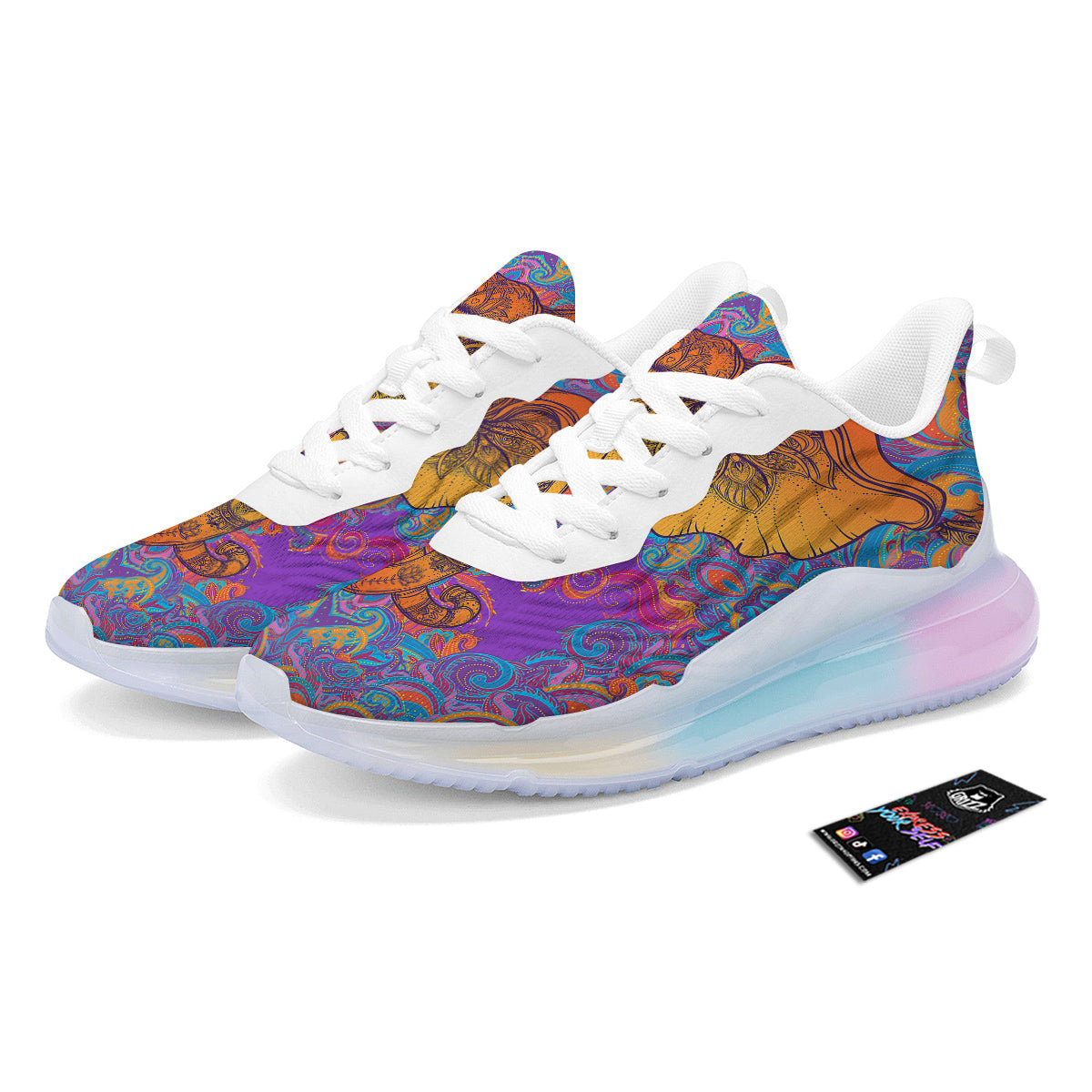 Elephant Spiritual Colorful Print Running Sneakers-grizzshop