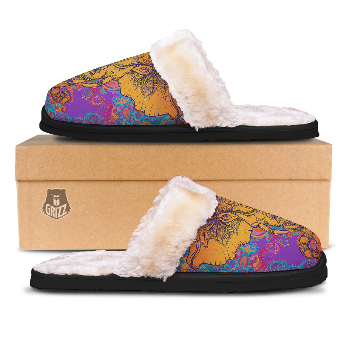 Elephant Spiritual Colorful Print Slippers-grizzshop