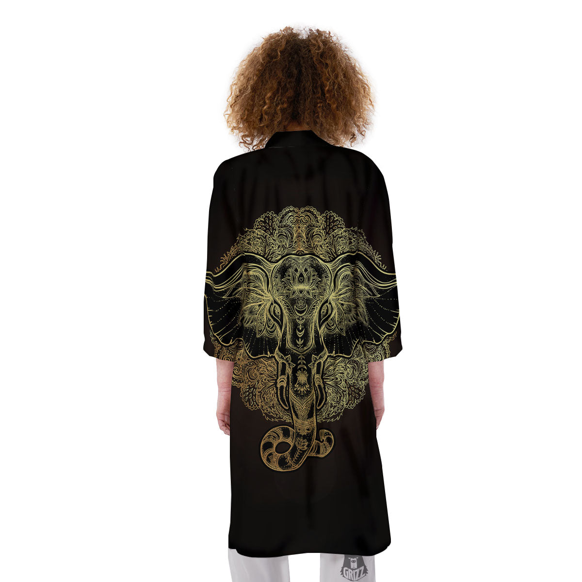 Elephant Spiritual Golden Print Kimono-grizzshop