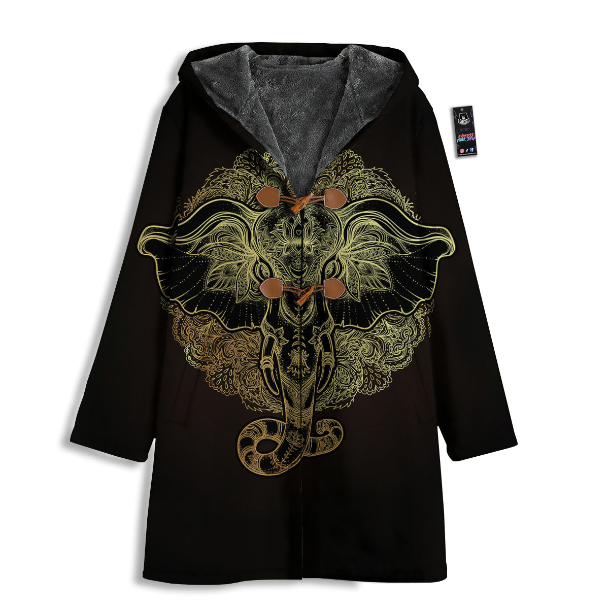 Elephant Spiritual Golden Print Men's Windbreaker Jacket-grizzshop