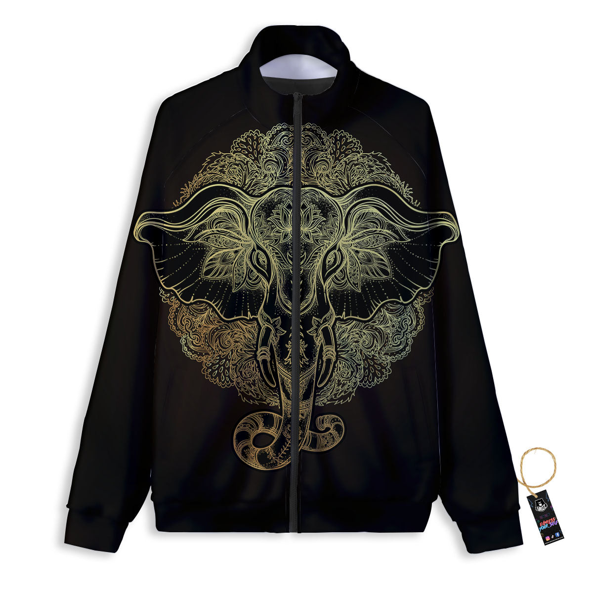 Elephant Spiritual Golden Print Track Jacket-grizzshop