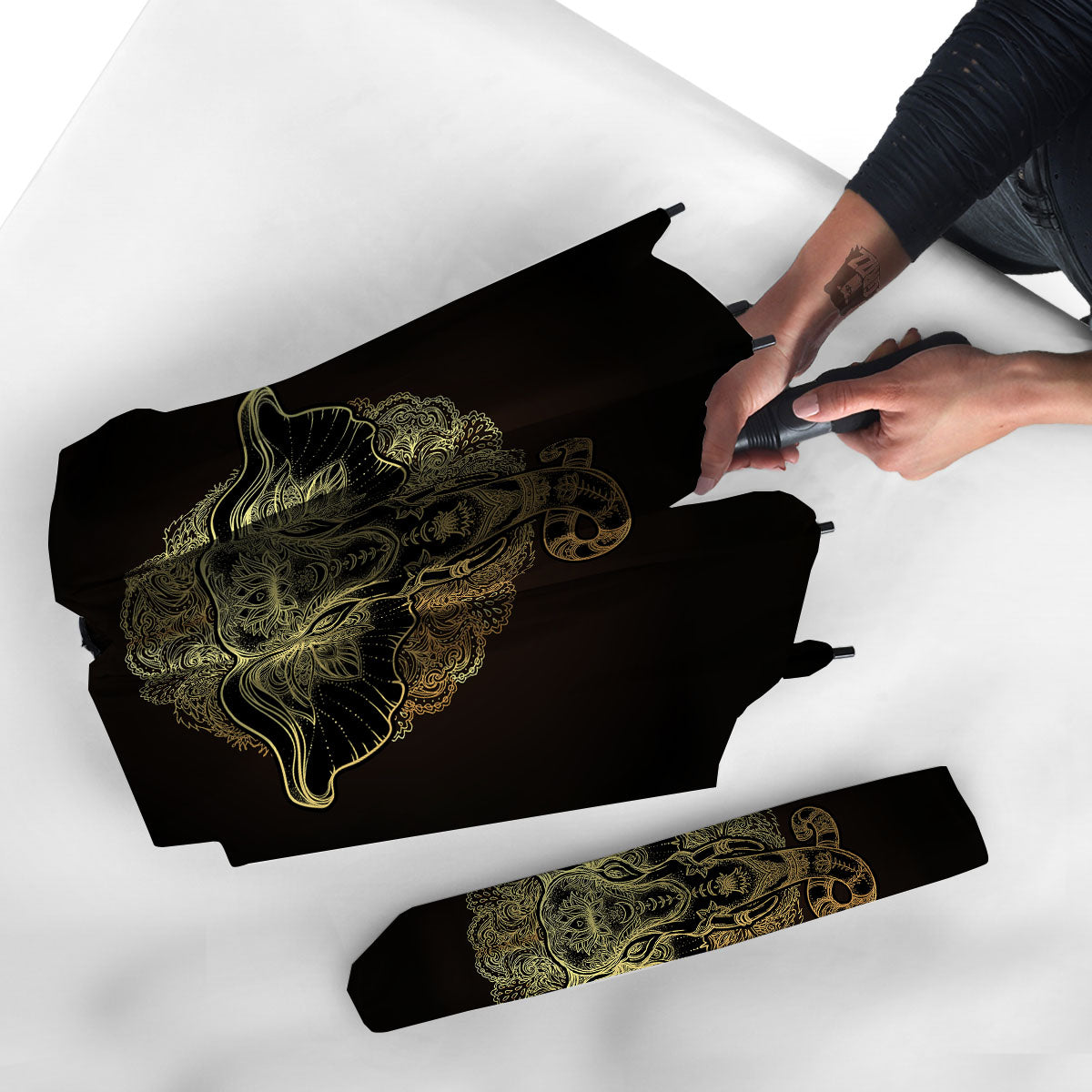 Elephant Spiritual Golden Print Umbrella-grizzshop