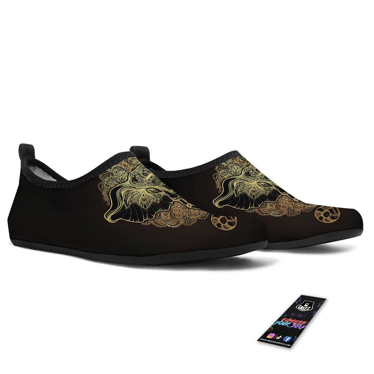 Elephant Spiritual Golden Print Water Shoes-grizzshop