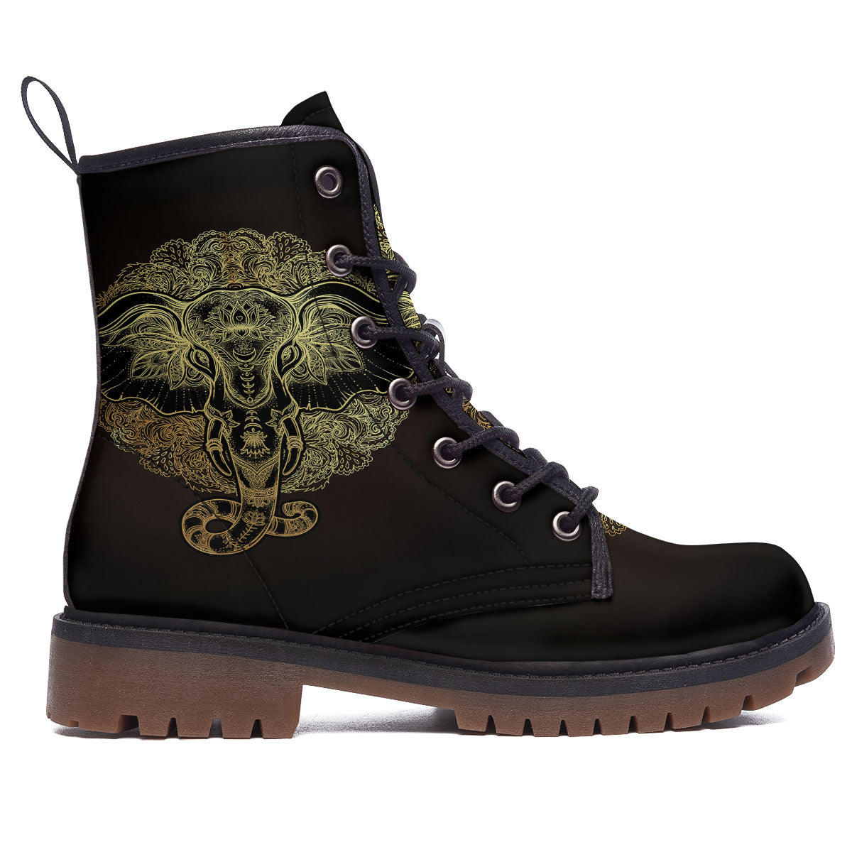 Elephant Spiritual Golden Print Work Boots-grizzshop