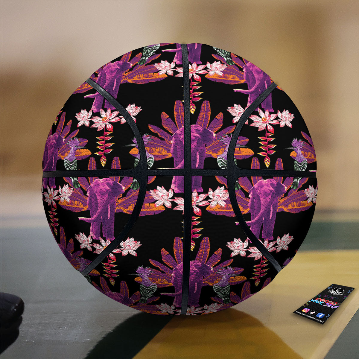 Elephant Tropical Purple Print Pattern Basketball-grizzshop