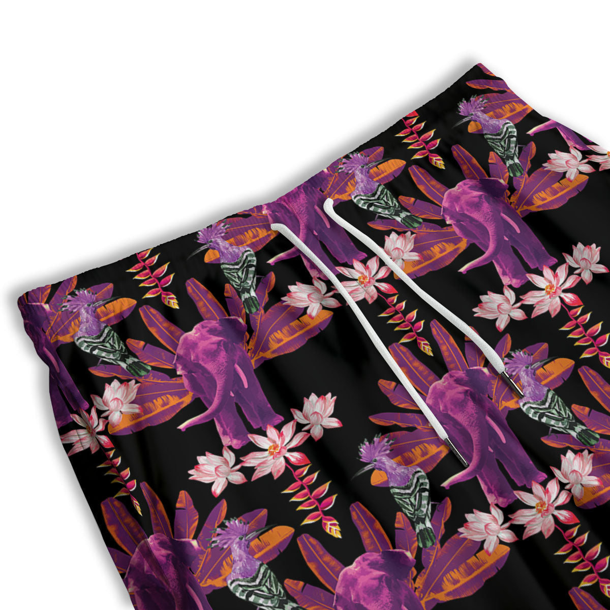 Elephant Tropical Purple Print Pattern Men's Athletic Shorts-grizzshop