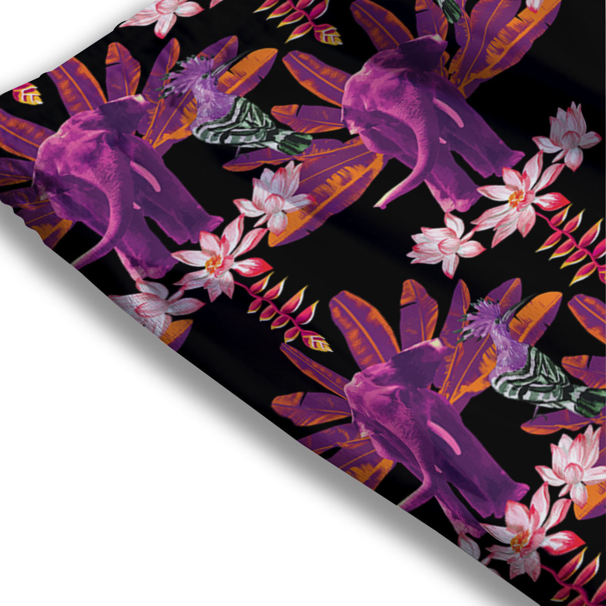 Elephant Tropical Purple Print Pattern Mesh Shorts-grizzshop
