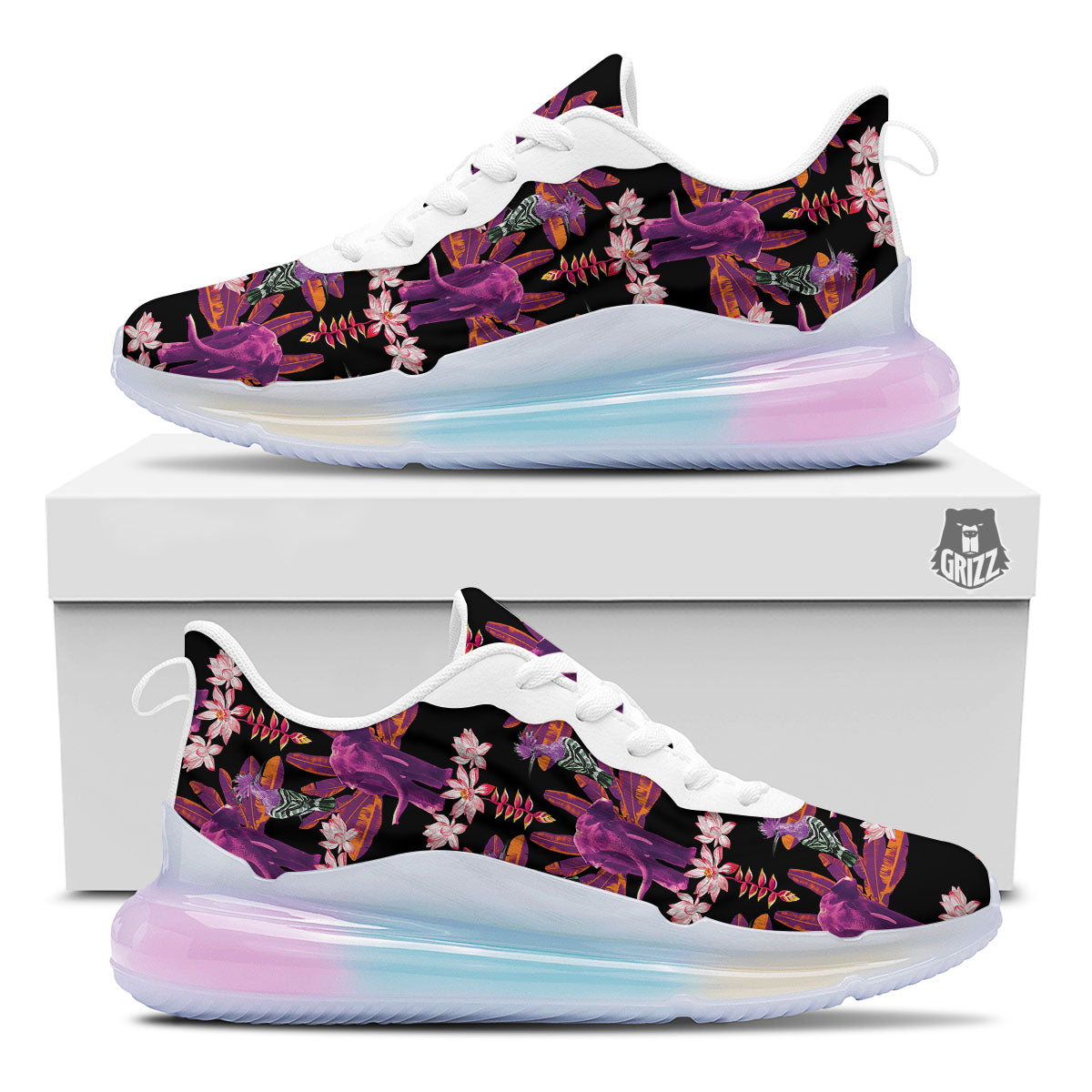 Elephant Tropical Purple Print Pattern Running Sneakers-grizzshop