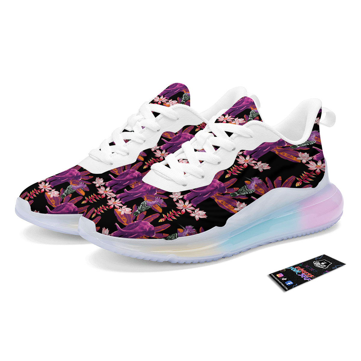 Elephant Tropical Purple Print Pattern Running Sneakers-grizzshop