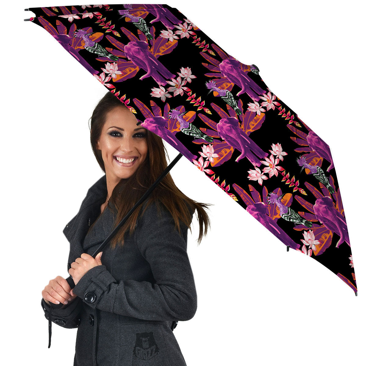 Elephant Tropical Purple Print Pattern Umbrella-grizzshop