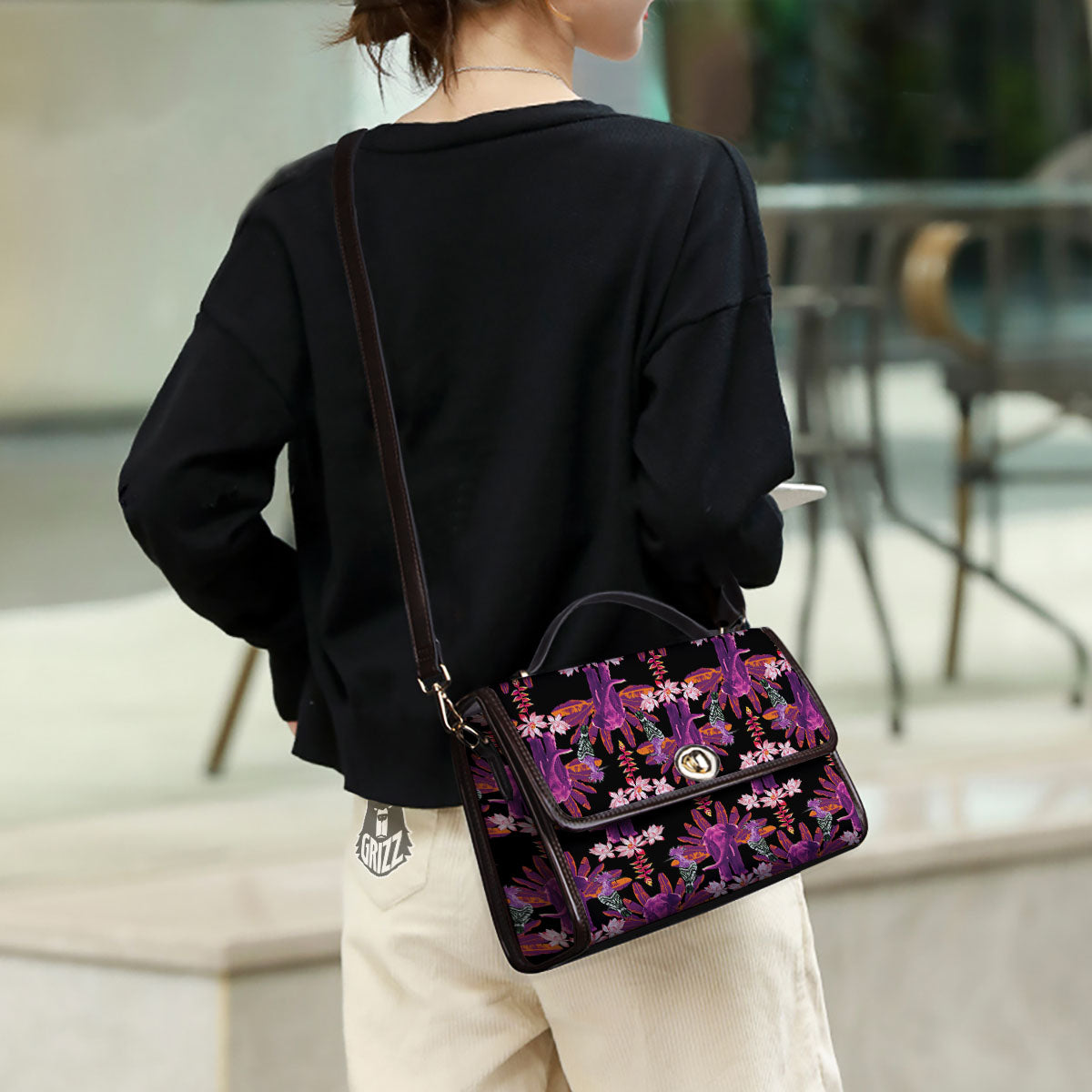 Elephant Tropical Purple Print Pattern Women's Satchel Bag-grizzshop