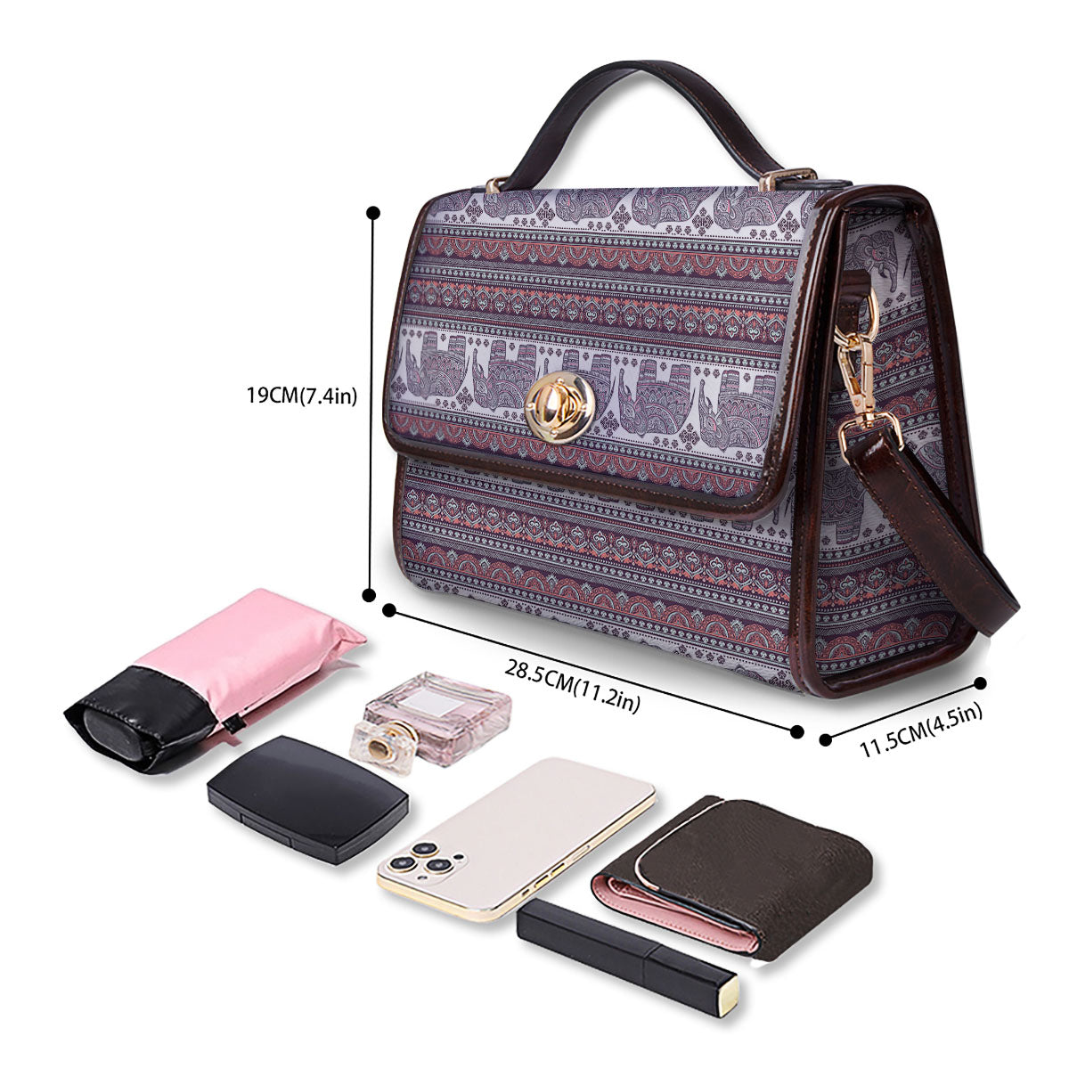 Elephant Indian Bohemian Print Pattern Women's Satchel Bag