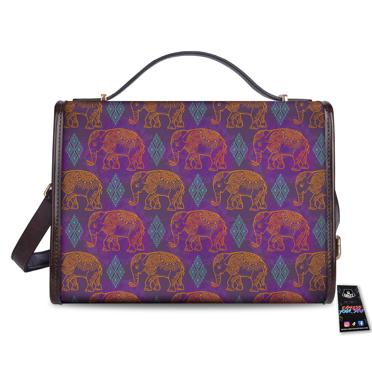 Elephant Indian Boho Print Pattern Women's Satchel Bag