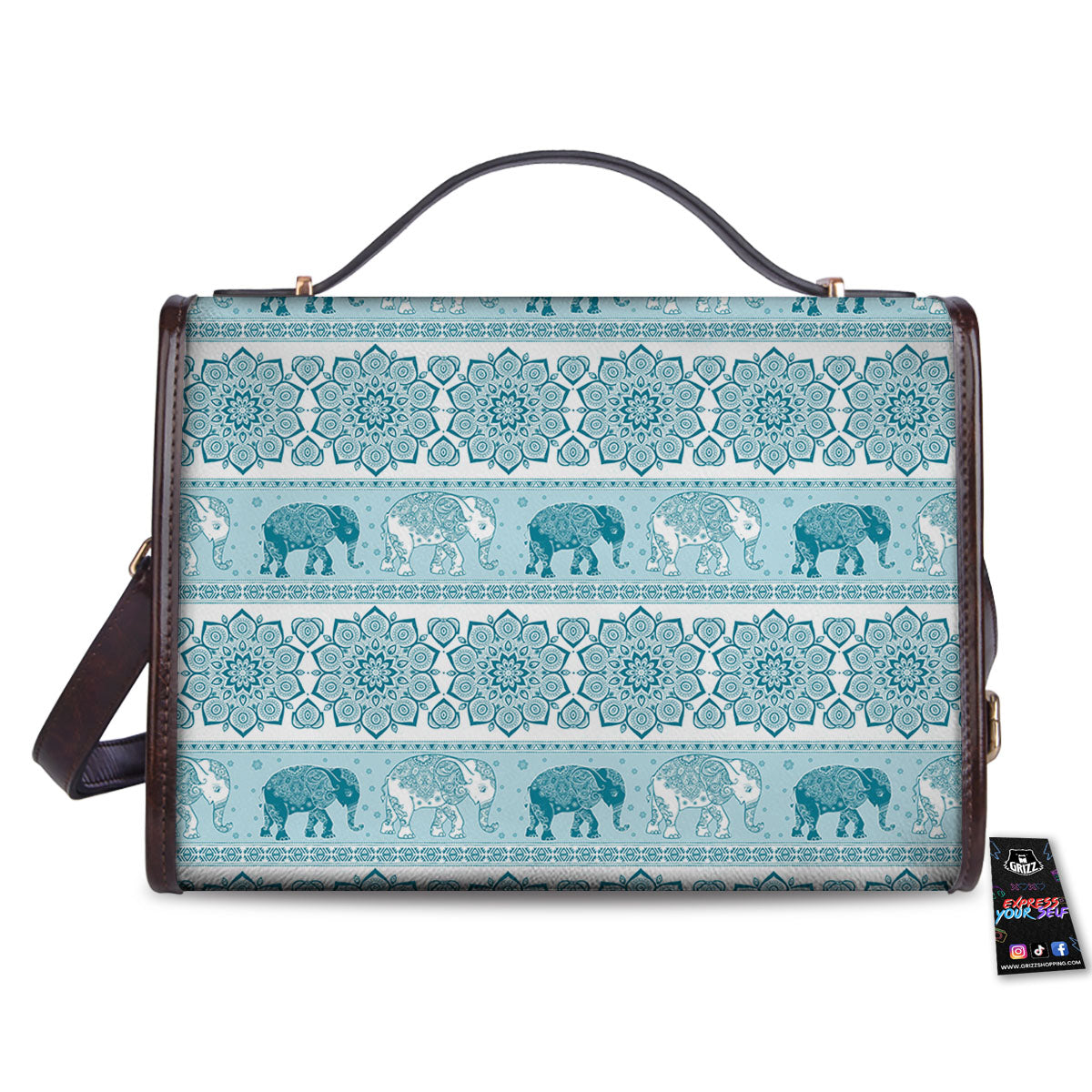 Elephant Indian Floral Print Pattern Women's Satchel Bag