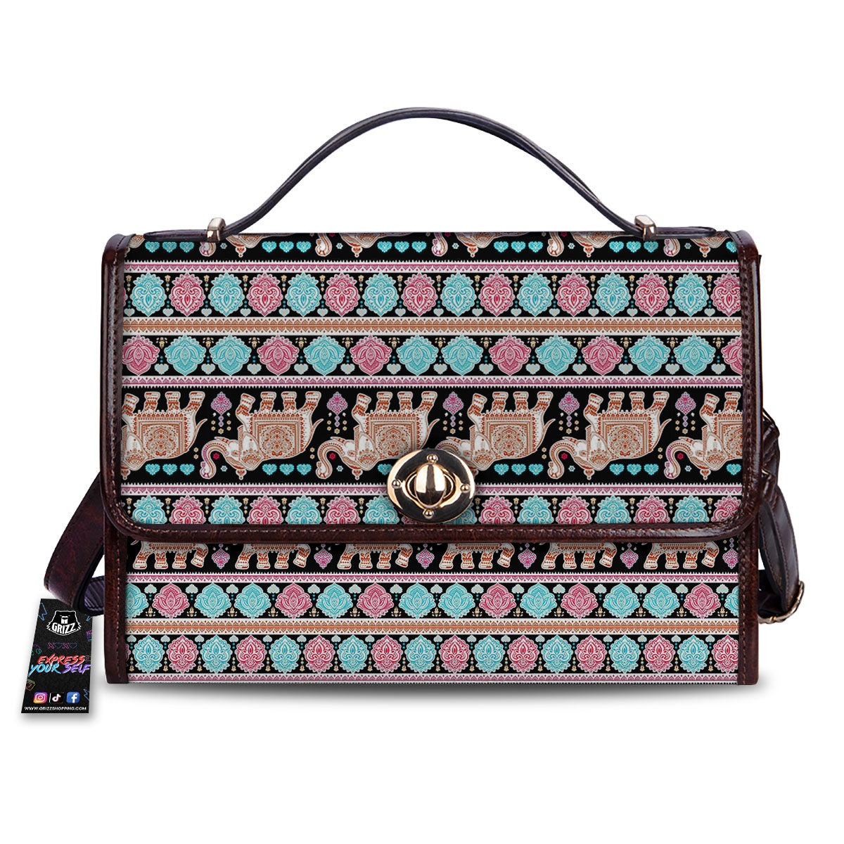 Elephant Indian Tribal Print Pattern Women's Satchel Bag