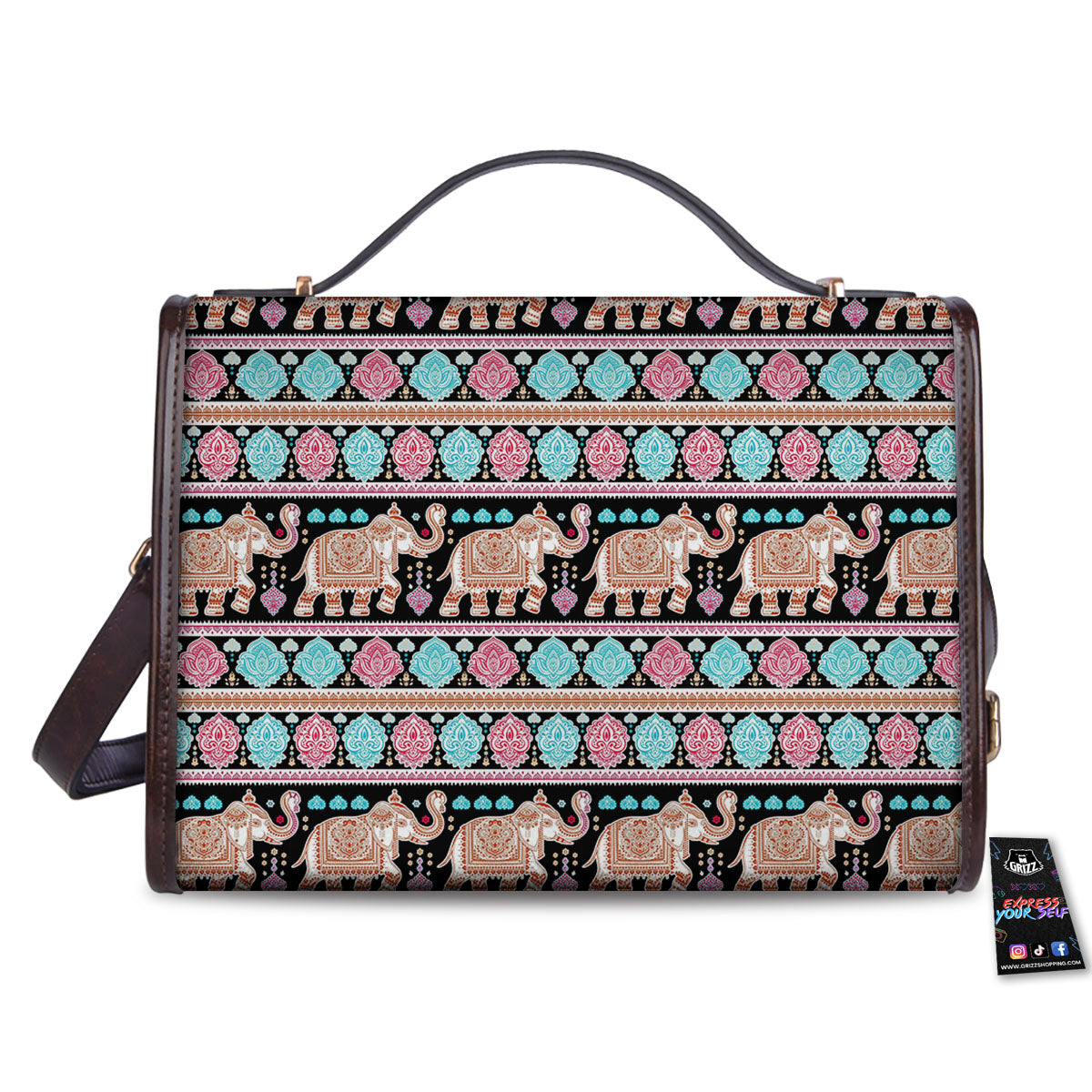 Elephant Indian Tribal Print Pattern Women's Satchel Bag