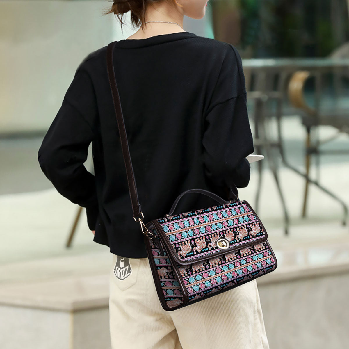 Elephant Indian Tribal Print Pattern Women's Satchel Bag