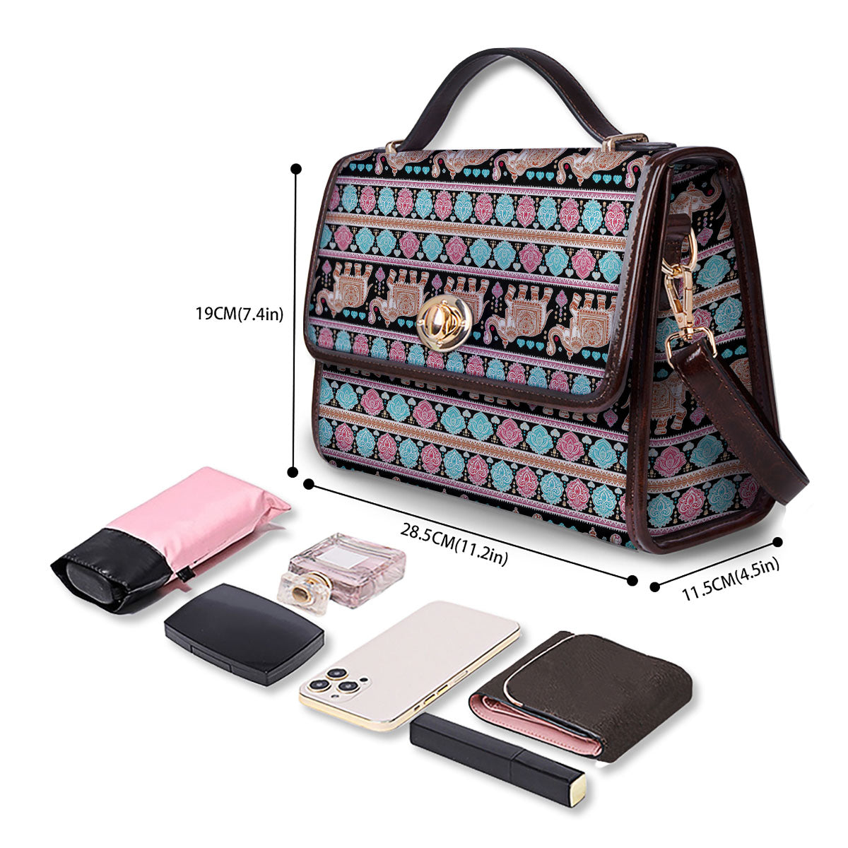 Elephant Indian Tribal Print Pattern Women's Satchel Bag