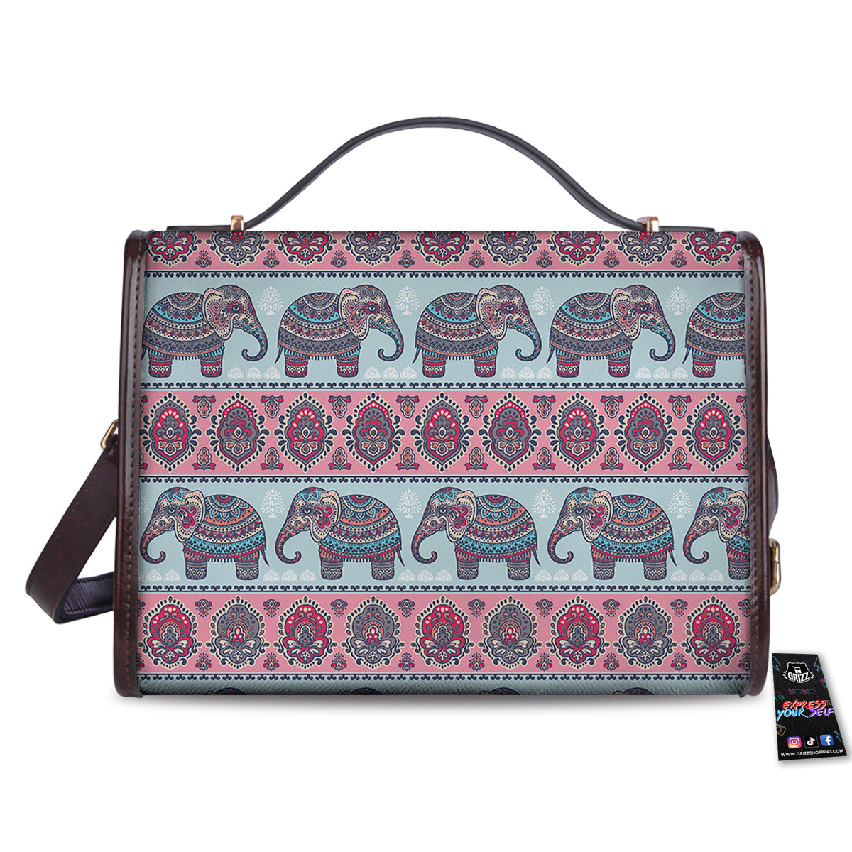 Elephant Indian Vintage Print Pattern Women's Satchel Bag