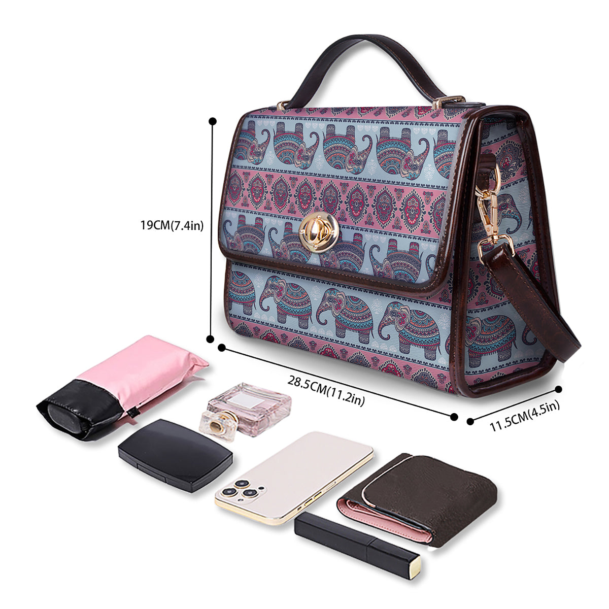 Elephant Indian Vintage Print Pattern Women's Satchel Bag