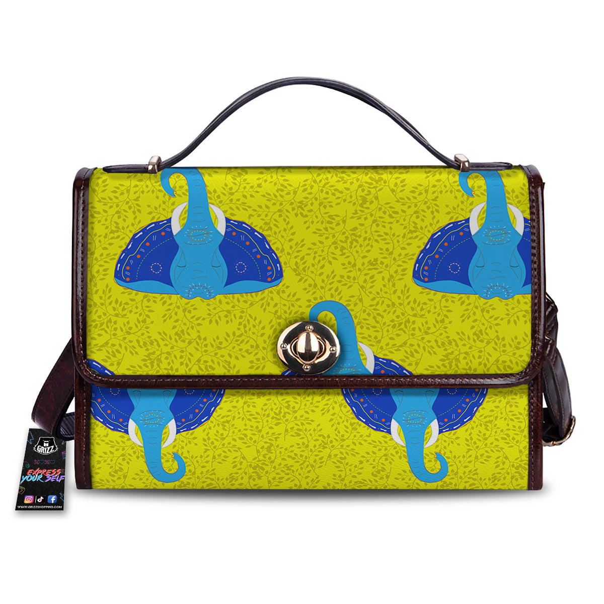 Elephant Mandala Blue Print Pattern Women's Satchel Bag