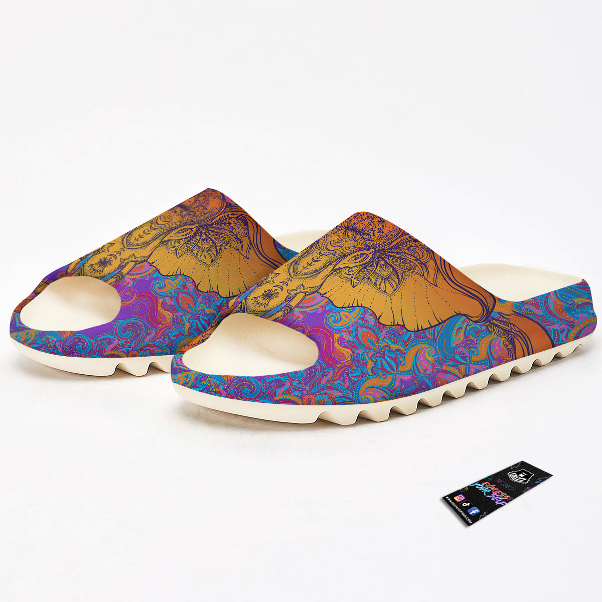 Elephant Spiritual Colorful Print Sandals-grizzshop