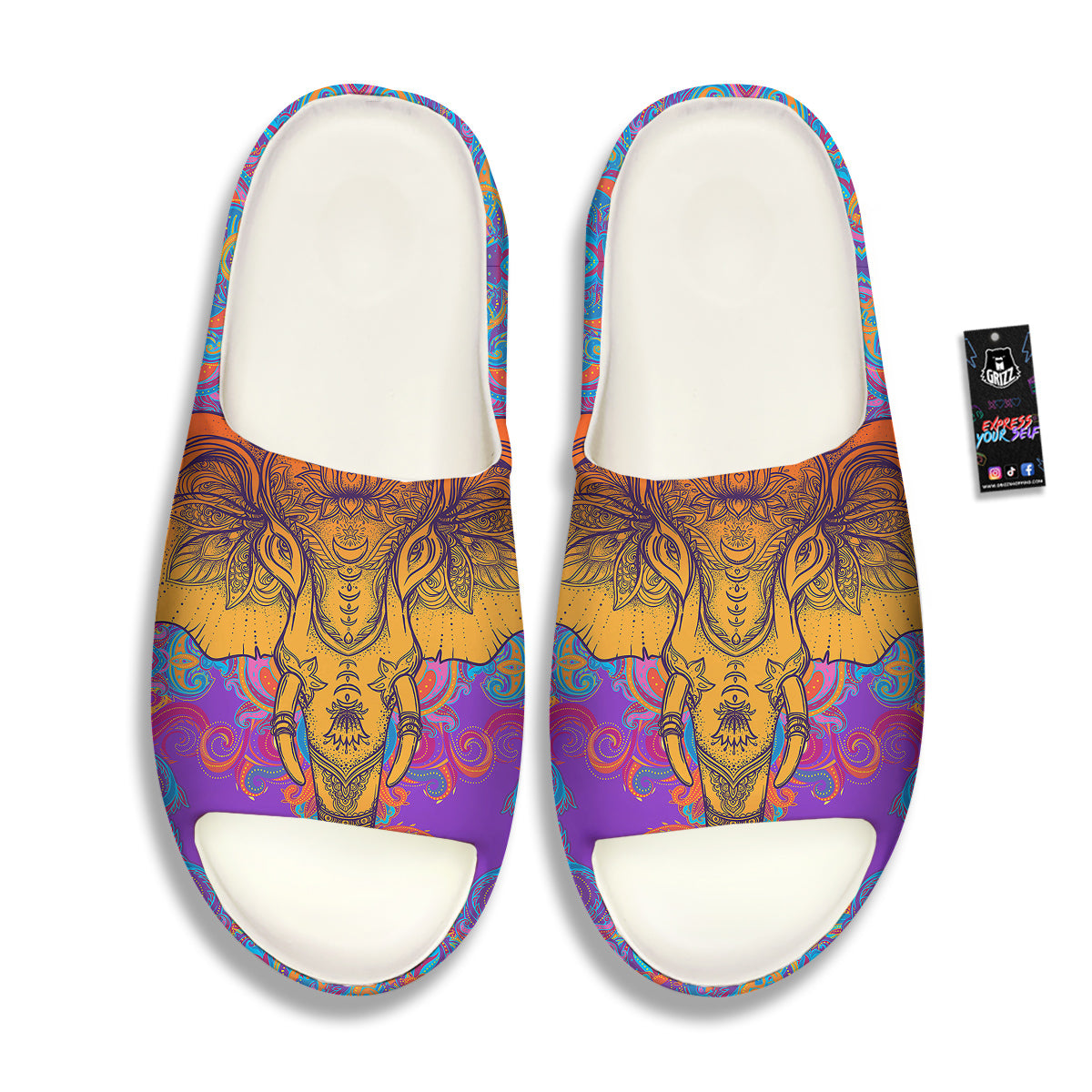 Elephant Spiritual Colorful Print Sandals-grizzshop