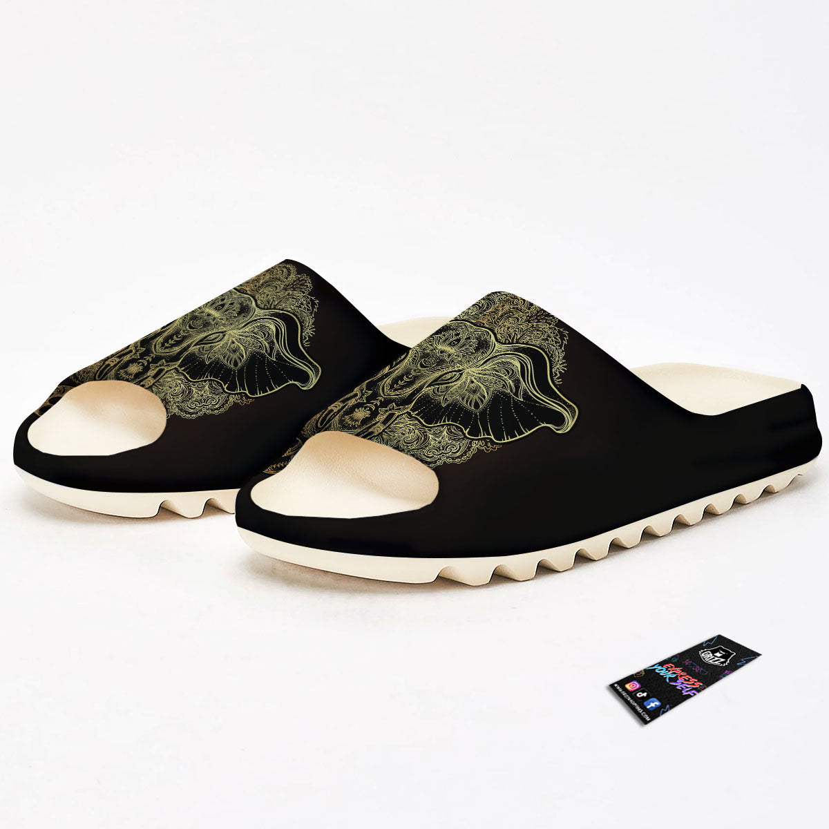 Elephant Spiritual Golden Print Sandals-grizzshop