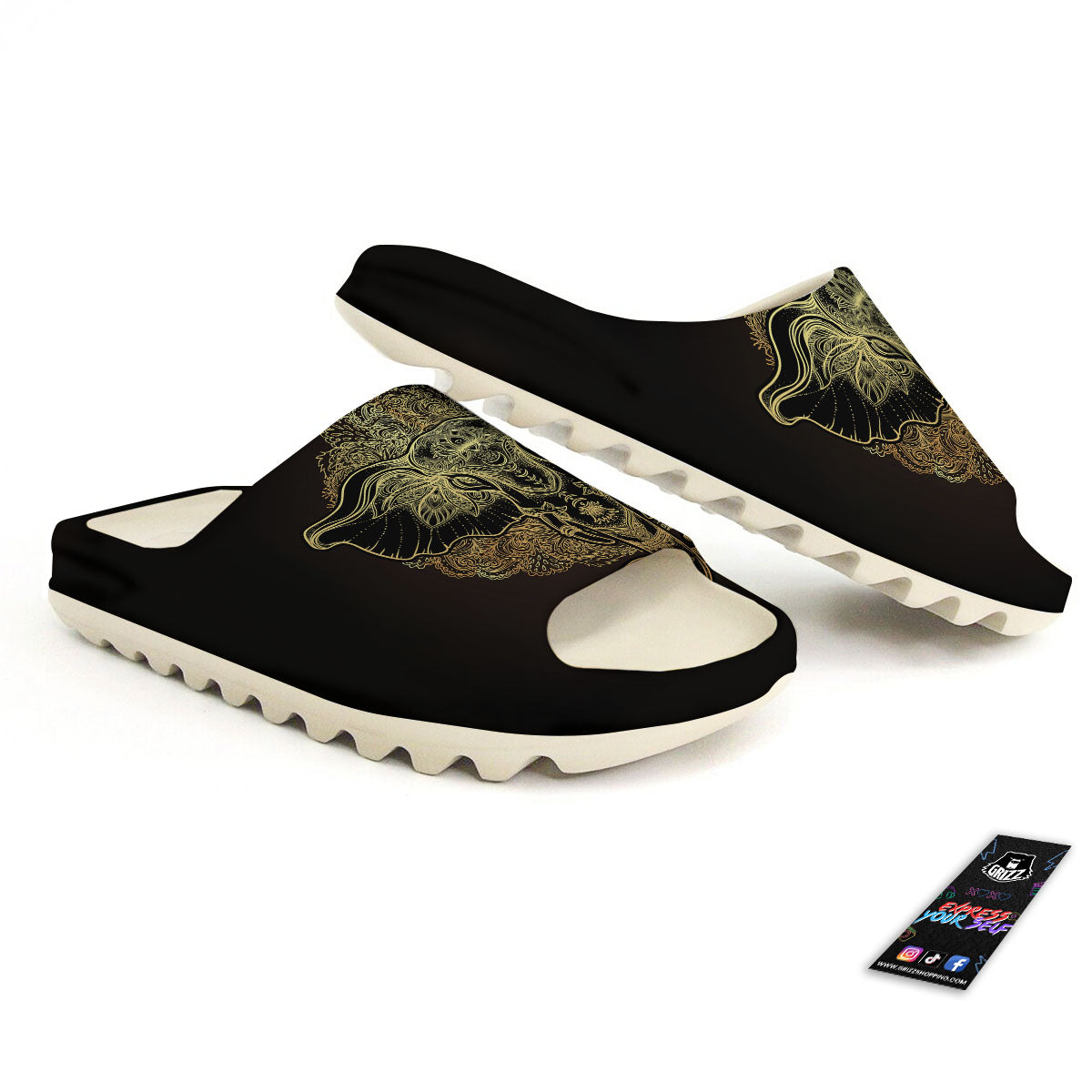 Elephant Spiritual Golden Print Sandals-grizzshop