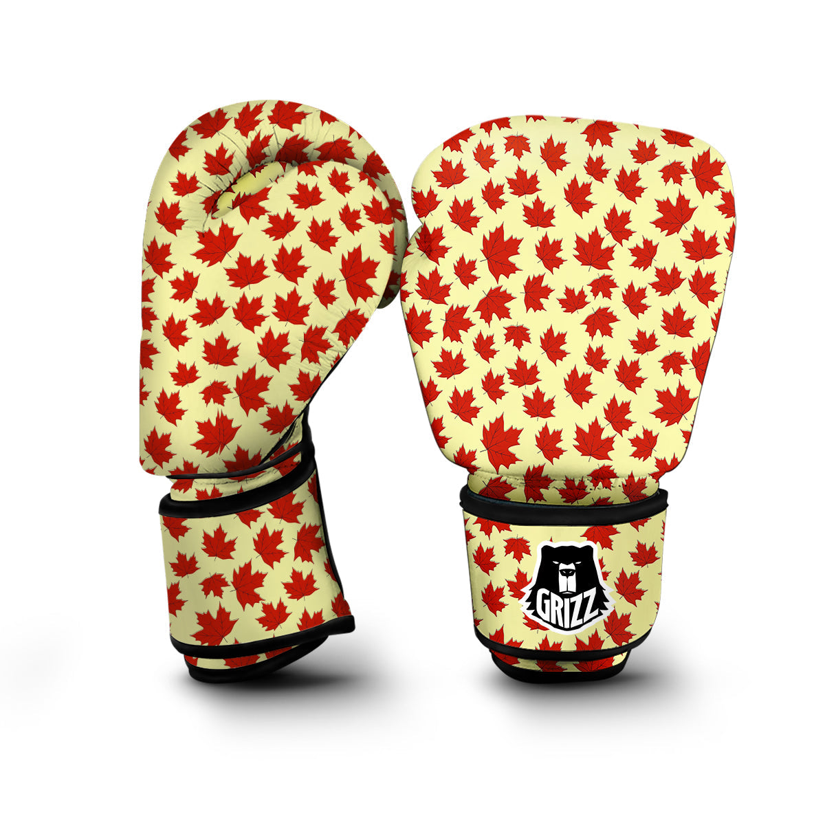 Elm Red Maple Leave Print Pattern Boxing Gloves-grizzshop