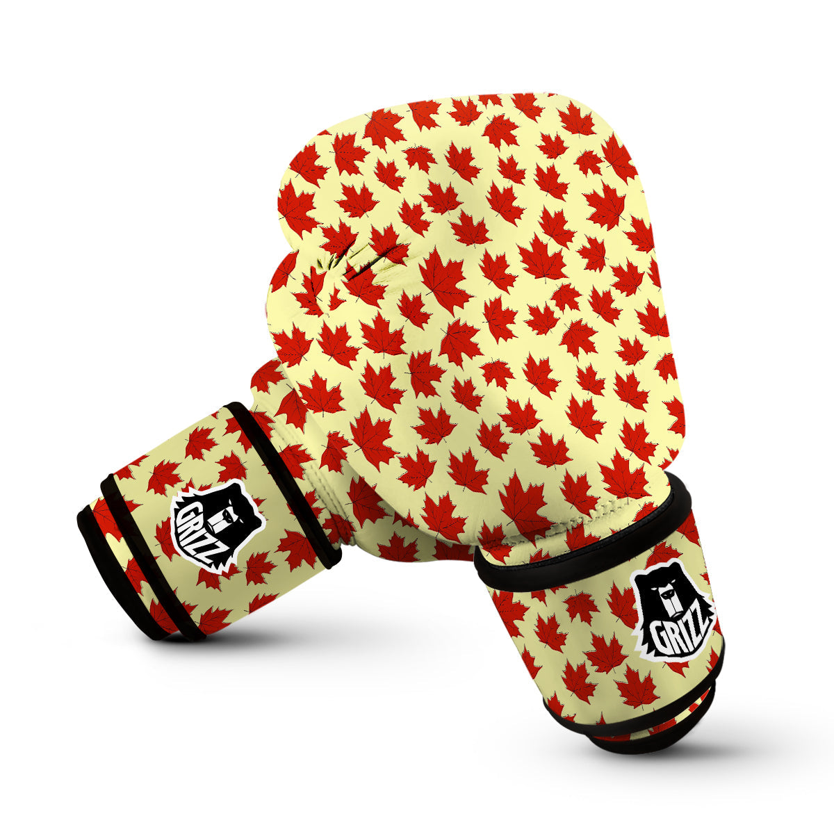 Elm Red Maple Leave Print Pattern Boxing Gloves-grizzshop