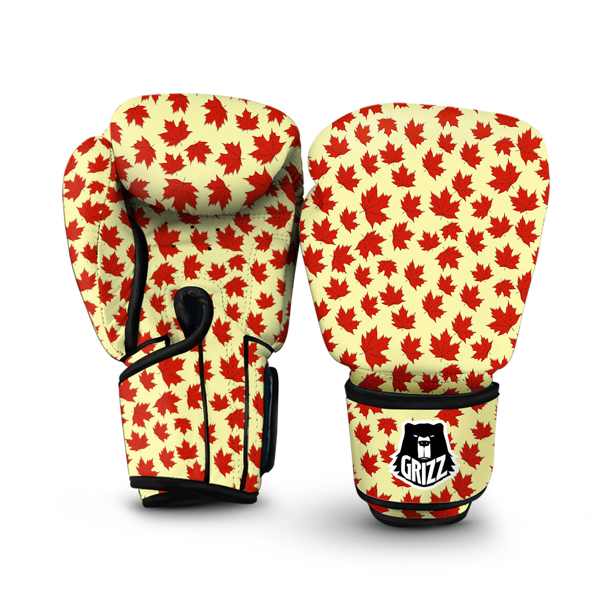 Elm Red Maple Leave Print Pattern Boxing Gloves-grizzshop