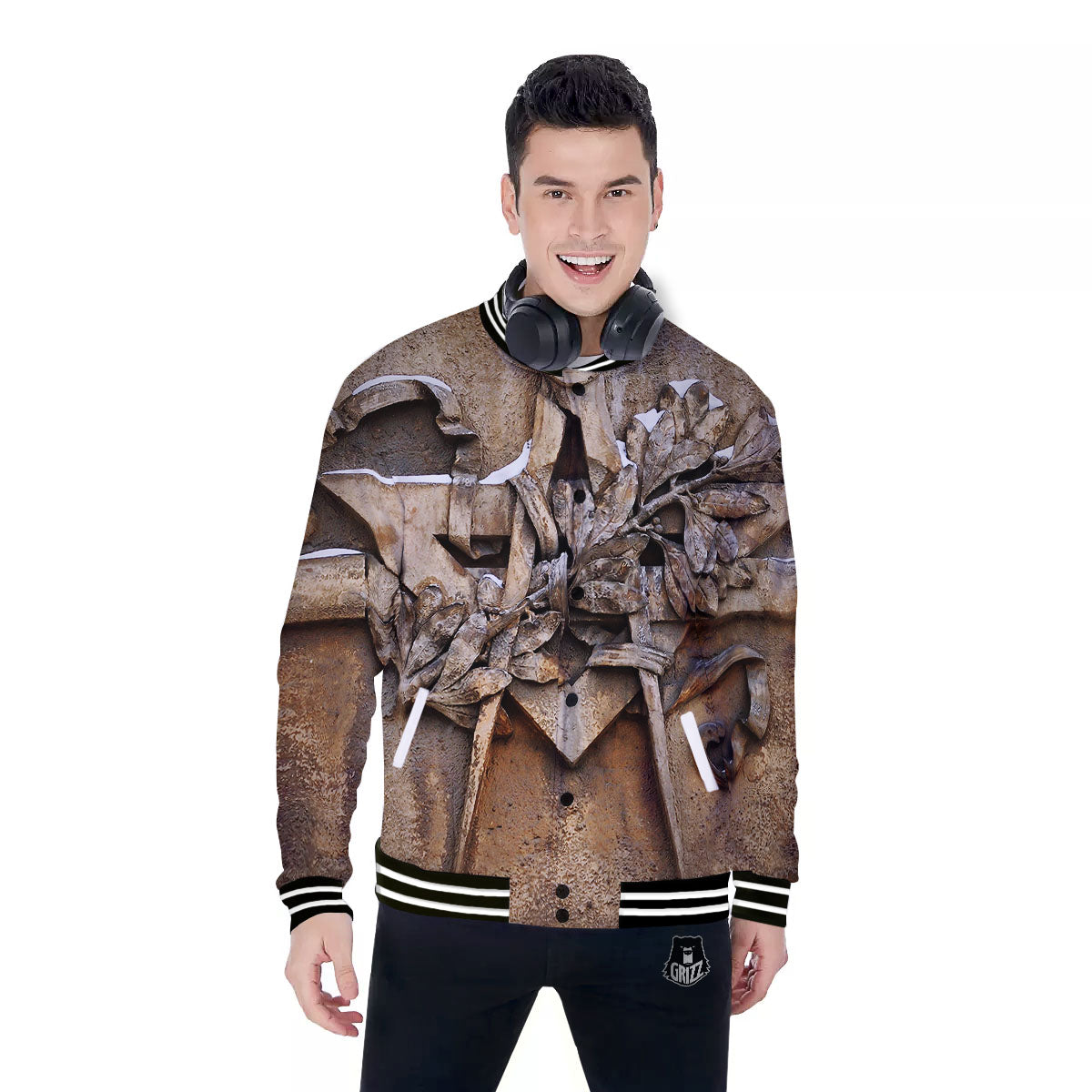 Emblem Freemasonry Print Baseball Jacket-grizzshop