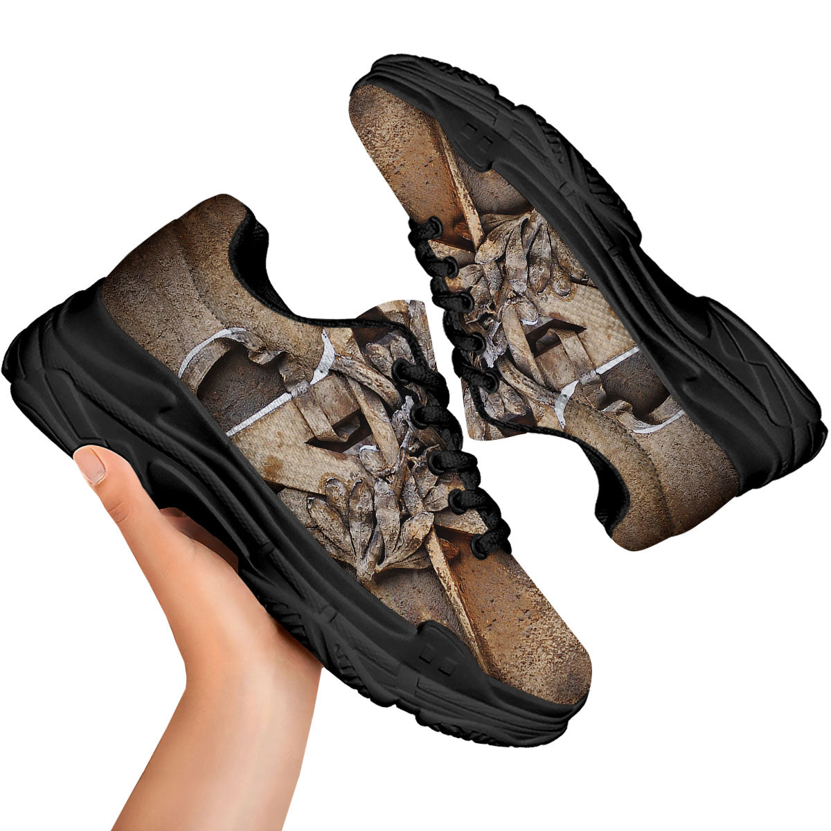 Emblem Freemasonry Print Black Chunky Shoes-grizzshop