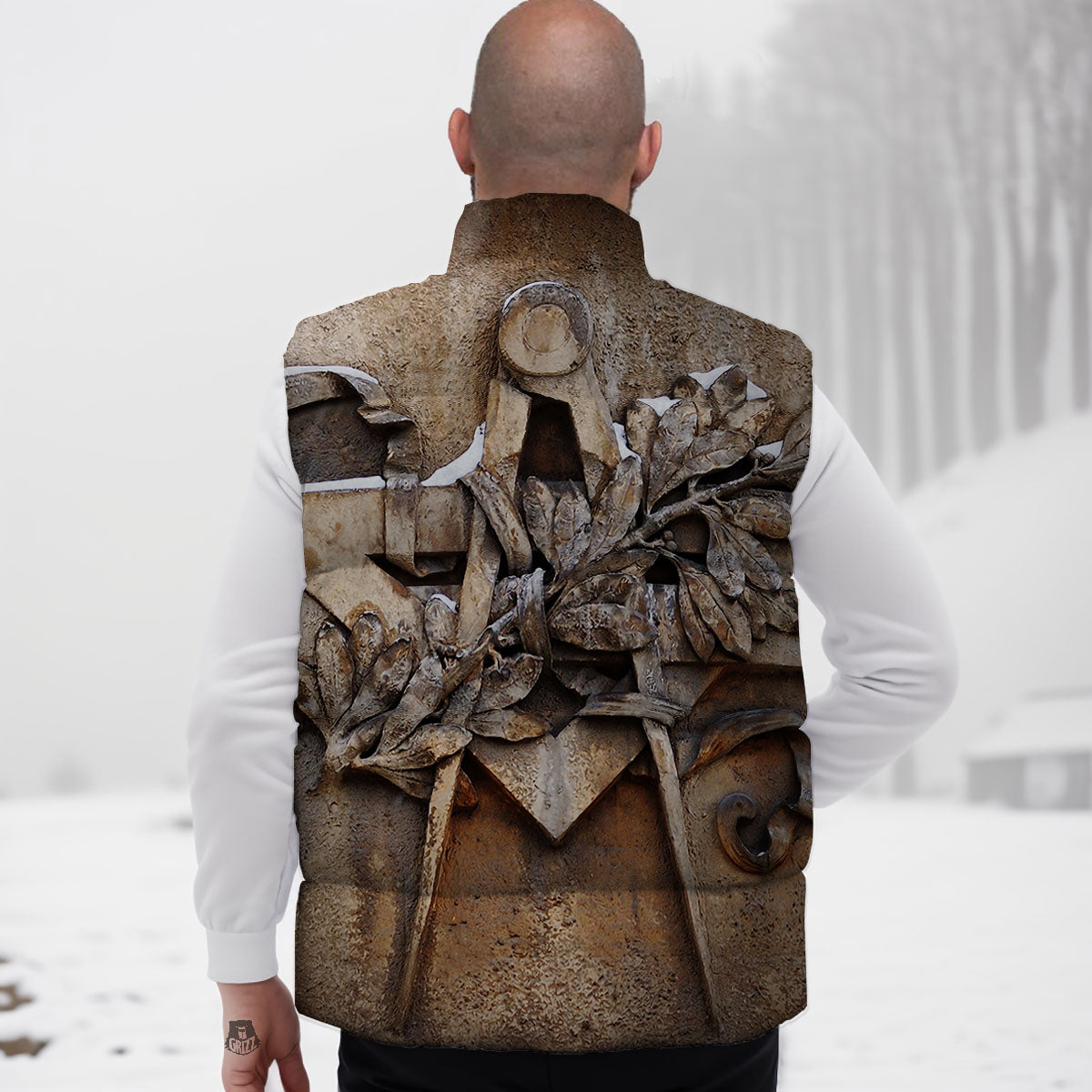Emblem Freemasonry Print Down Vest