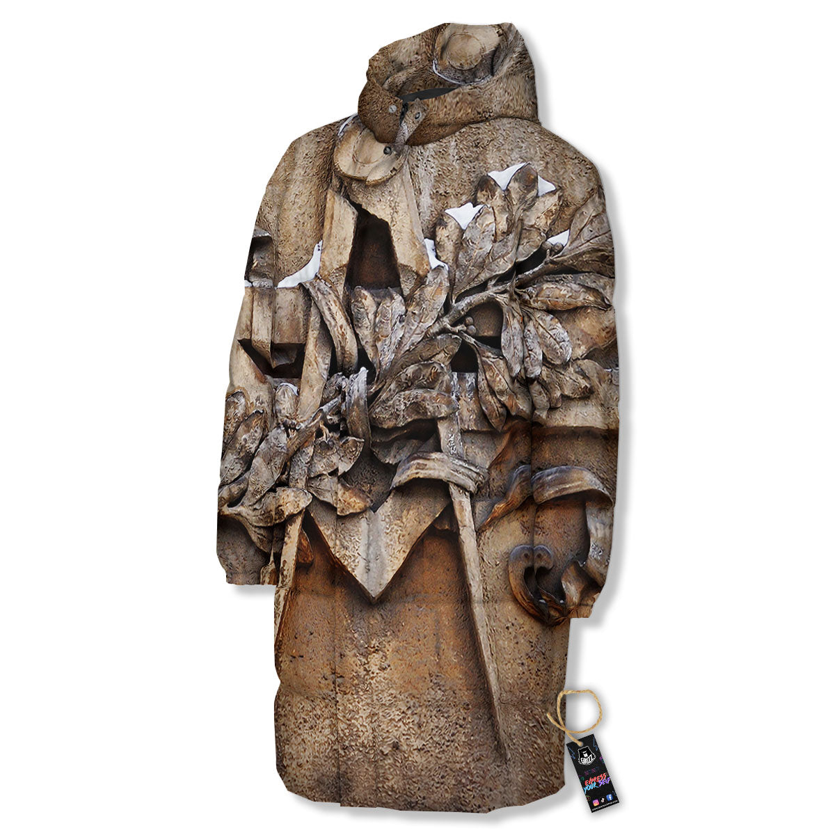 Emblem Freemasonry Print Long Down Jacket-grizzshop
