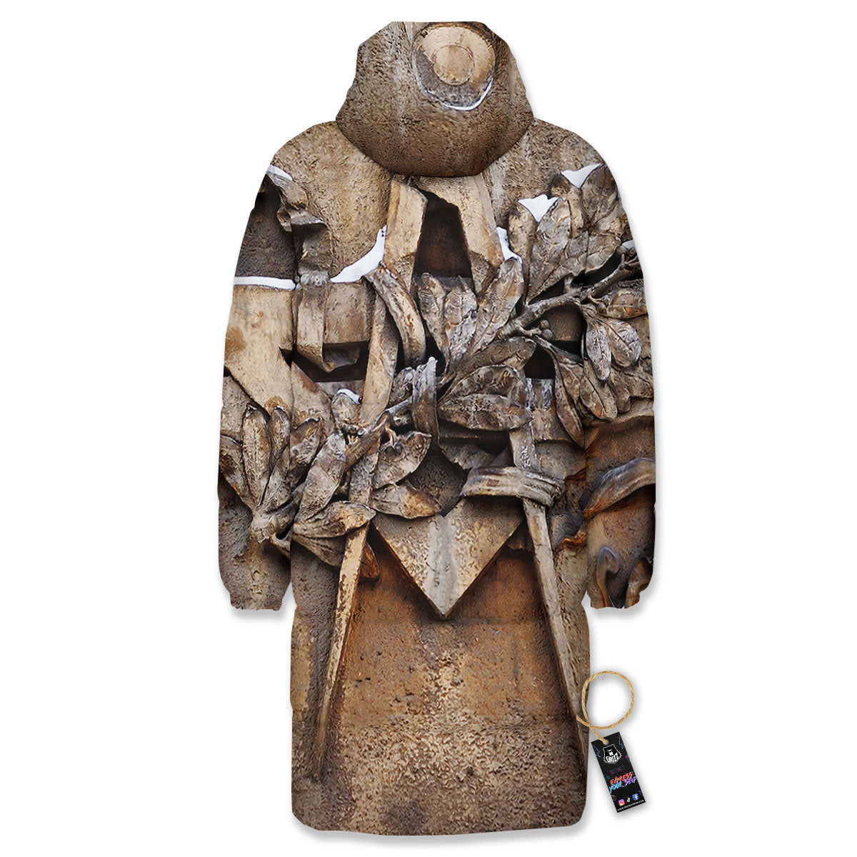 Emblem Freemasonry Print Long Down Jacket-grizzshop