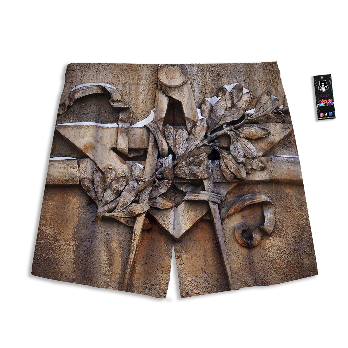 Emblem Freemasonry Print Mesh Shorts