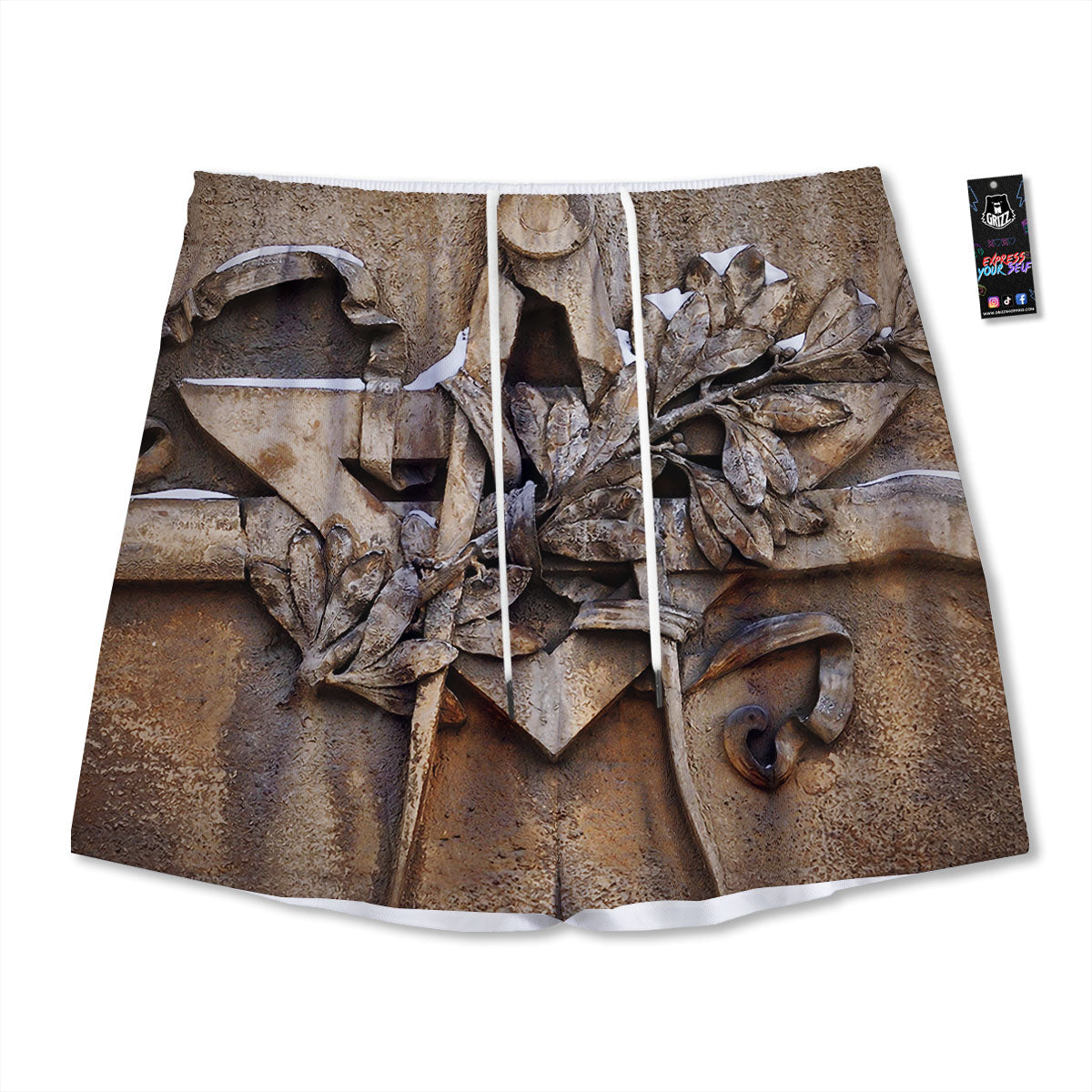 Emblem Freemasonry Print Mesh Shorts